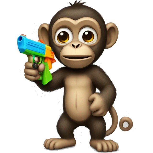 Monkey holding a watergun emoji