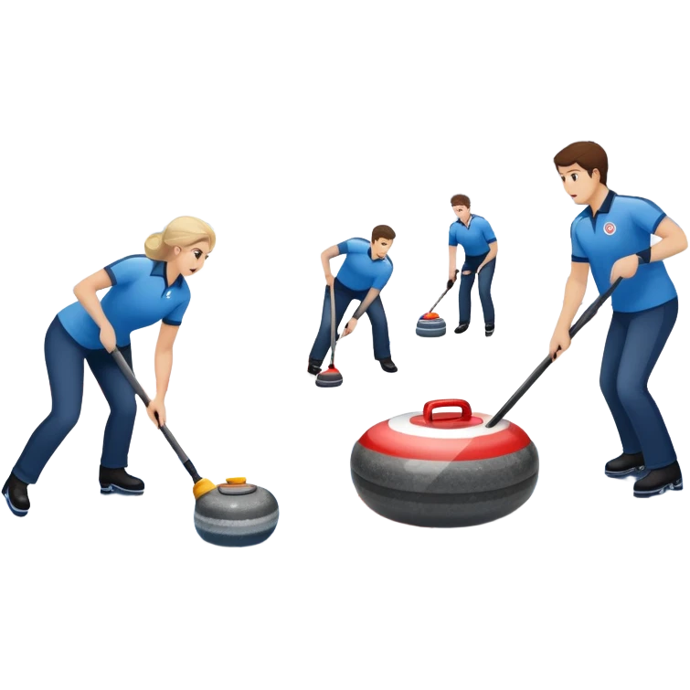 An icon showing a curling stone sliding across an icy rink toward the target, with sweeping players in action. The scene includes spectators, bright arena lights, and national flags, set against a clean, winter-themed background. Transparent background captures the focus and strategy of curling. emoji