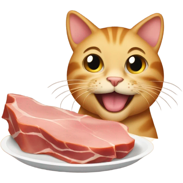 Cat eating ham emoji