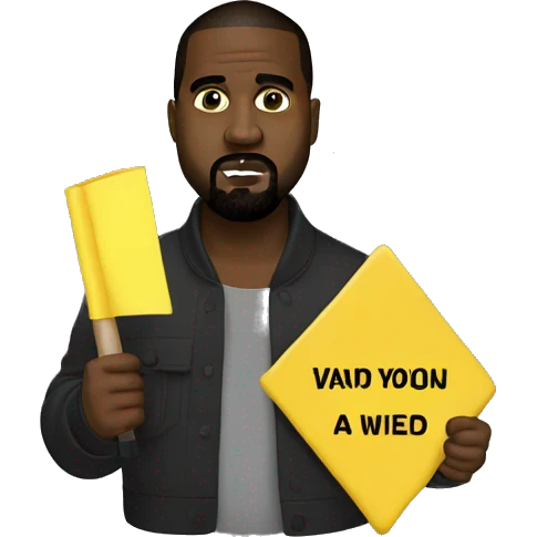 Kanye west holds a yellow sign emoji