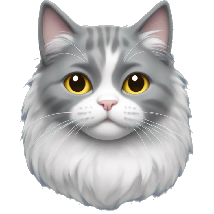 Puffy gray cat with white fur on chest  emoji