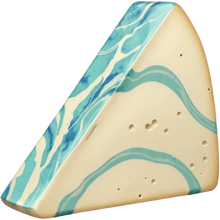 creamy gorgonzola wedge pale ivory with blue-green veins moist rich surface natural beige rind smooth cut showing marbling no extras soft lighting subtle shadows emoji scale emoji