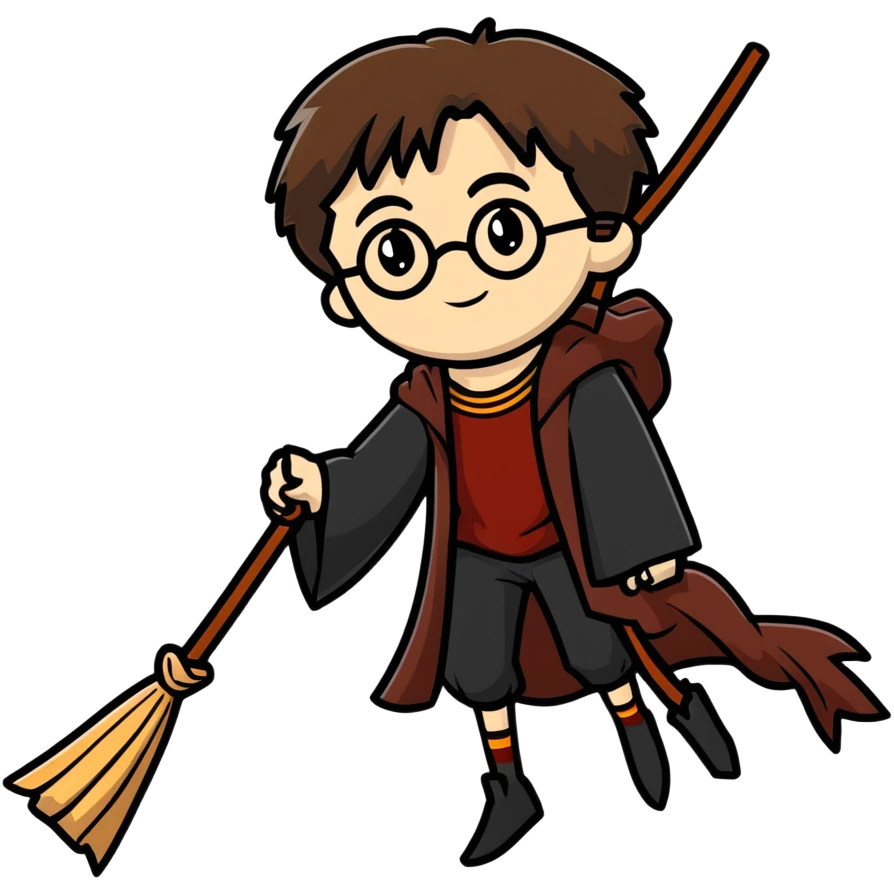 Harry Potter flying on a broomstick emoji