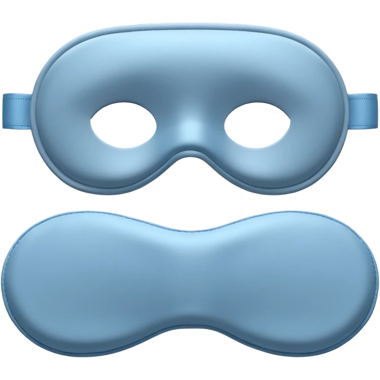 emoji of an isolated silky sleep mask, no eyes, no face, no character features, smooth satin texture with gentle shine, pastel grey-blue color, soft rounded shape, cozy winter pajama mood, soft shadows emoji