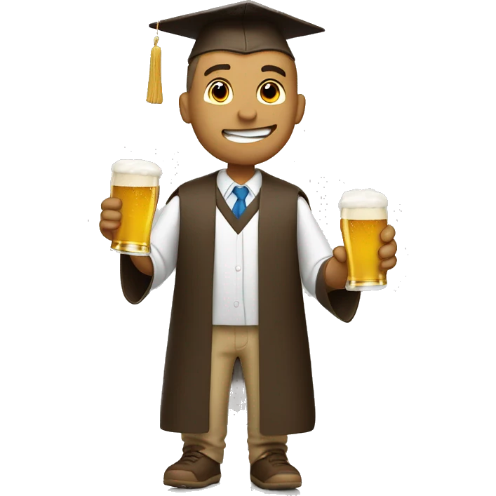 Tan man graduating chugging a beer emoji