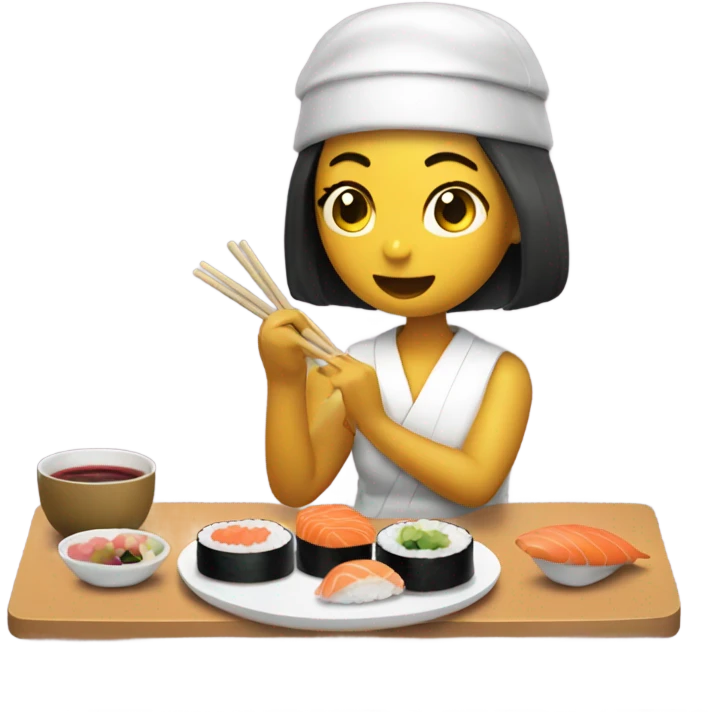 Chica comiendo sushi emoji