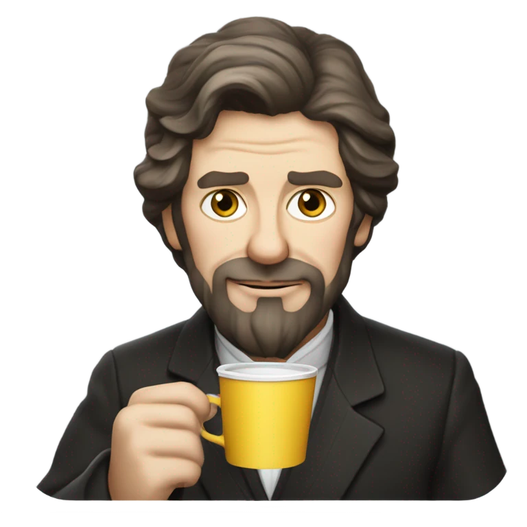 Vladimir Grigorievich Shukhov with plastic cup of coffee emoji