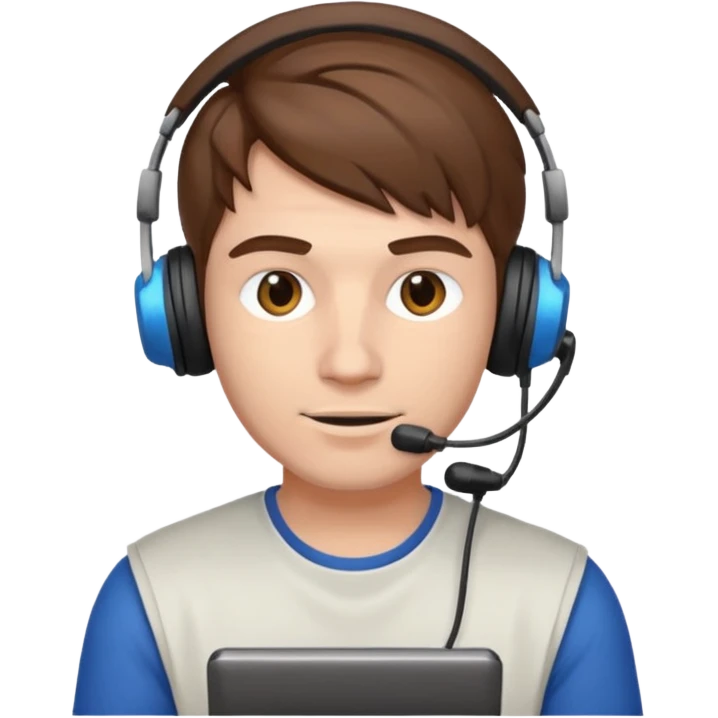 garcon blanc cheveux brun gamer emoji