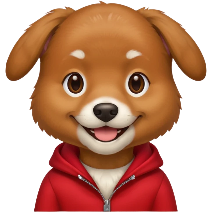 a dog with legs and arms with red clothers on emoji