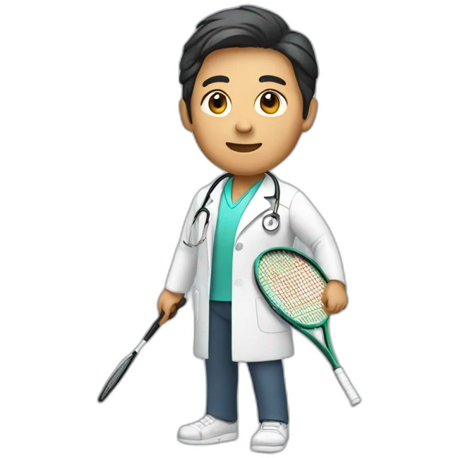 asian doctor with tennis racquet emoji