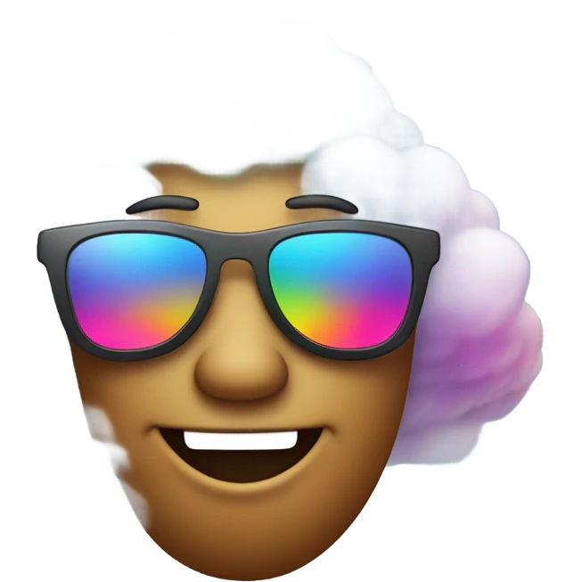 Big rainbow colored happy sning aearing sunglasses cloud  emoji