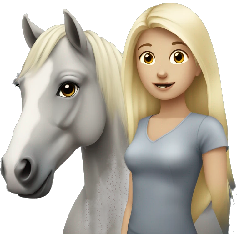 Blonde girl & grey horse emoji