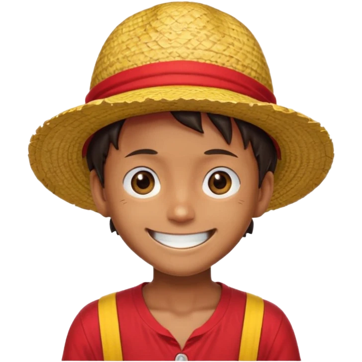 Luffy with a big smile and red shirt with yellow and red straw hat emoji