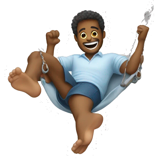 swinging feet laying down smiling emoji
