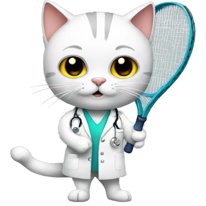 doctor cat playing tennis emoji