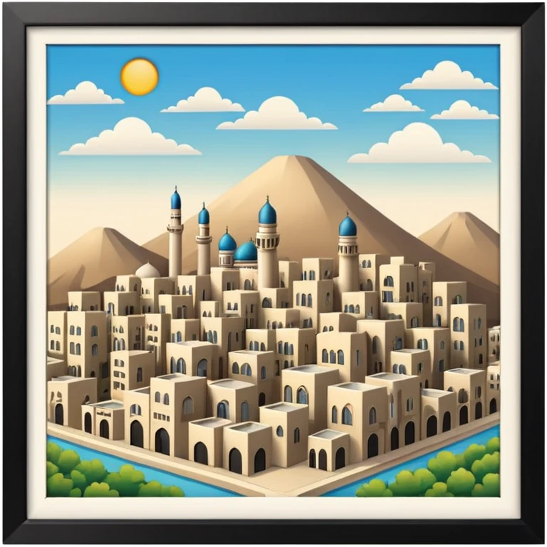 little city and many, small, ordinary, simple, home, Iranian-style, 1980  emoji
