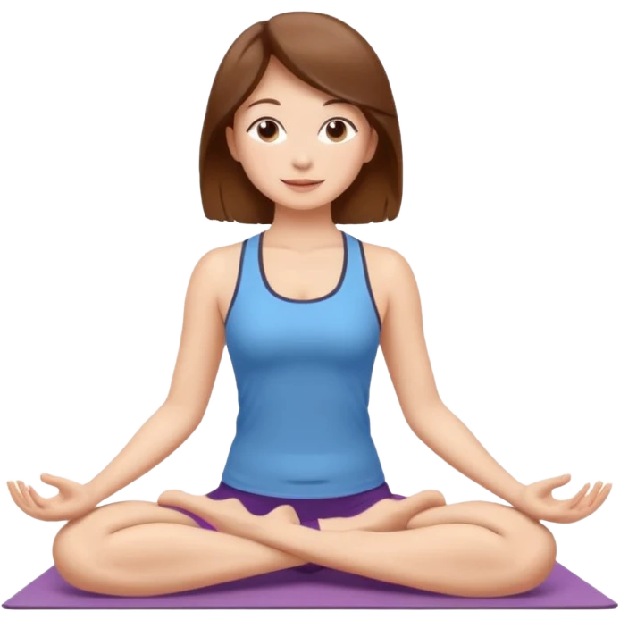 Girl doing yoga brown hair emoji