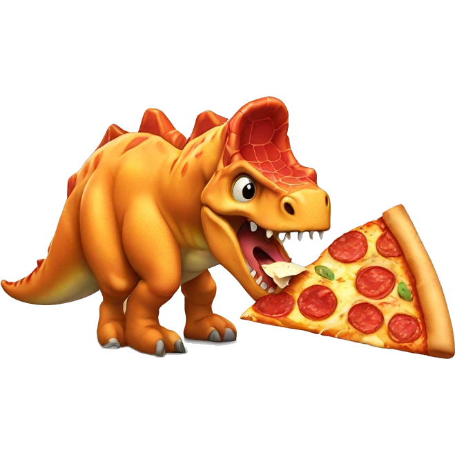 dinosaur eating pizza emoji