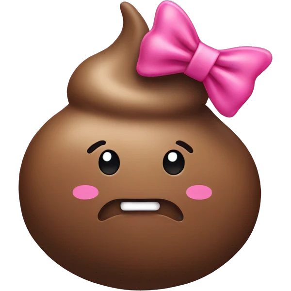 Poop with pink bow smiling emoji