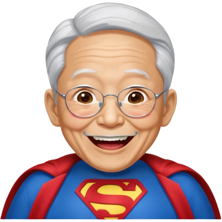 Laughing crazily elderly Chinese superman  emoji