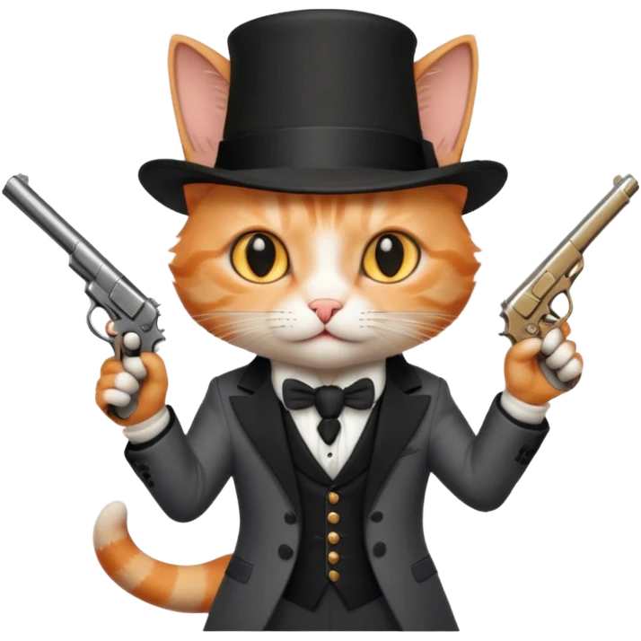 Magitian cat with pistol emoji