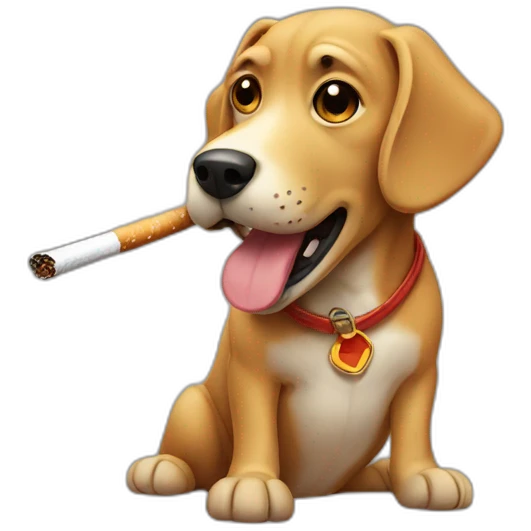 Cigarette smoking dog emoji