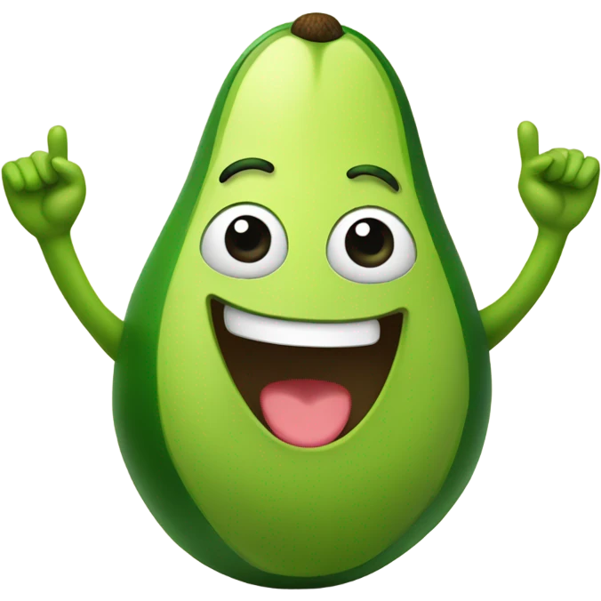 happy avocado with hands up emoji
