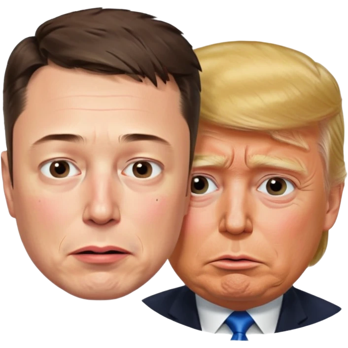 elon musk and donald trump side by side backs turned to eachother crying emoji