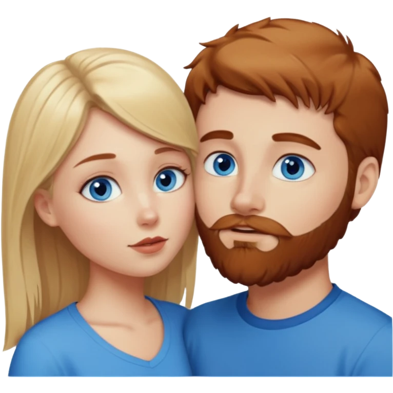 blonde girl blue eyes kissing reddish-brown hair and beard boy blue eyed white guy emoji