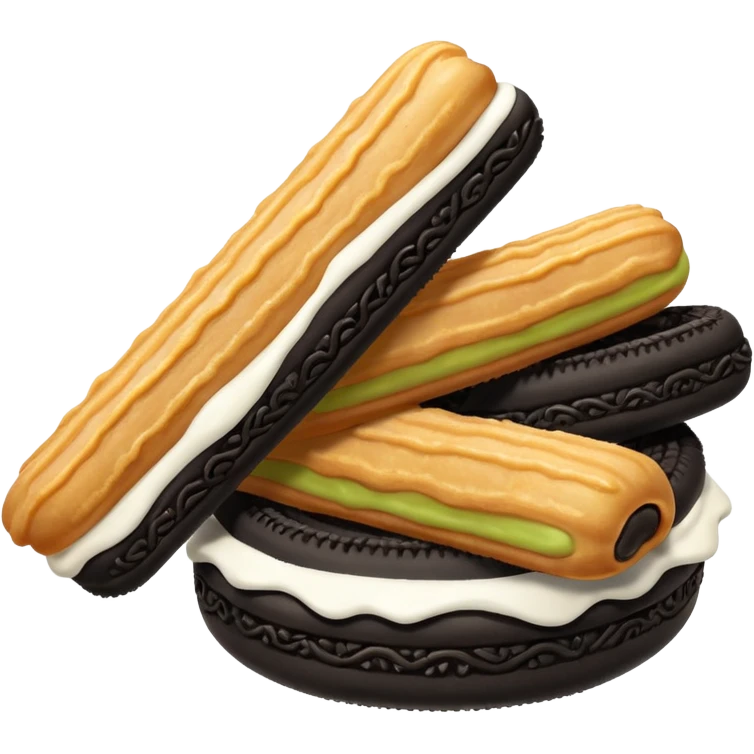 make the churros black like oreo cookie emoji