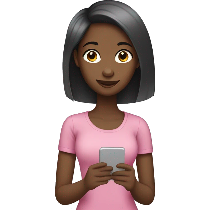 Black girl with straight hair texting emoji
