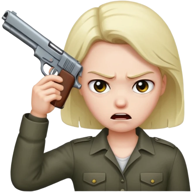 create a emoji where a mad/sad person is holding a gun to their head emoji