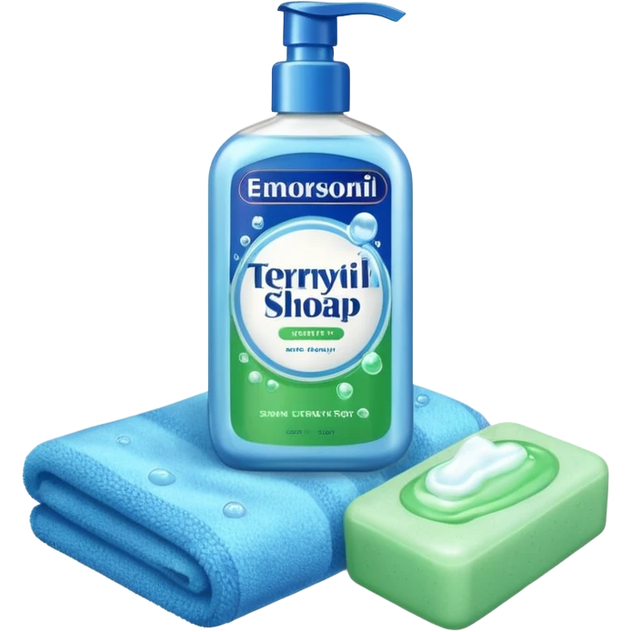 Soap, washcloth and shampoo emoji