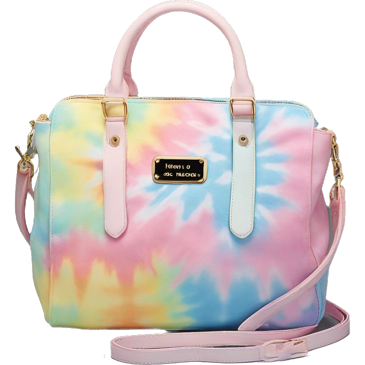 Realistic isolated pastel tie dye betsey johnson satchel purse.  emoji