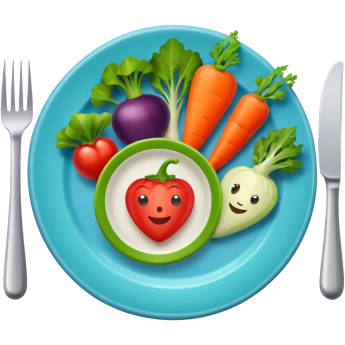 plate with vegetables and a check mark emoji