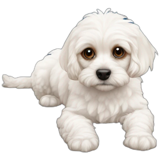 All White cavapoo as Spiderman emoji