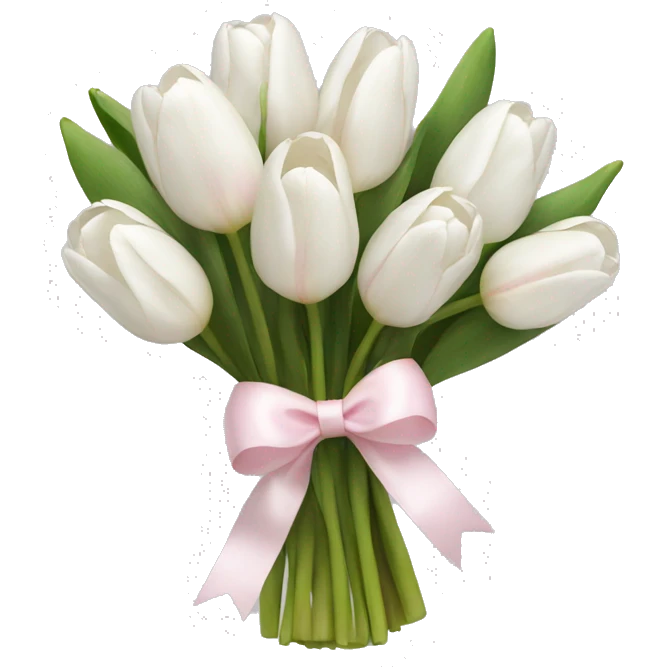 White tulips bouquet with light pink bow  emoji