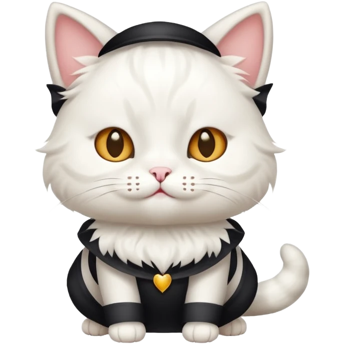 white cat with funny costume emoji