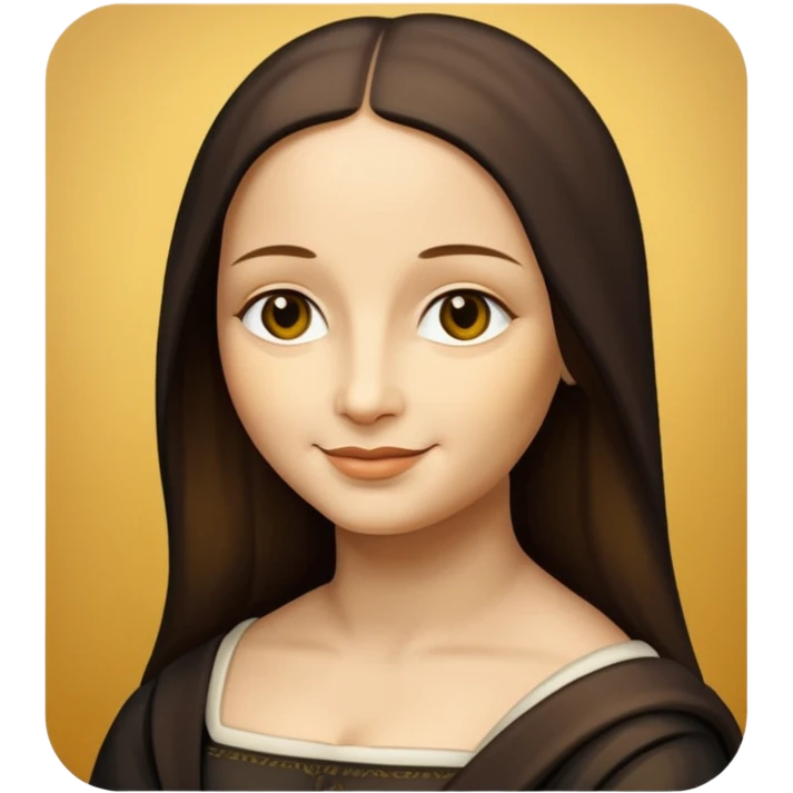 Mona Lisa, simplified, iconic, yellow face, subtle smile emoji