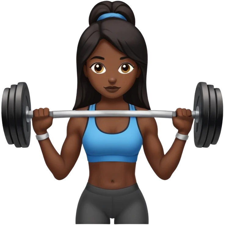 black dark girl long dark hair lifting weights gym emoji