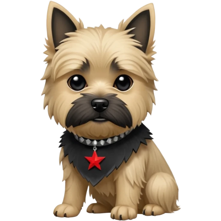 Off white Cairn Terrier with black Sith star wars collar emoji