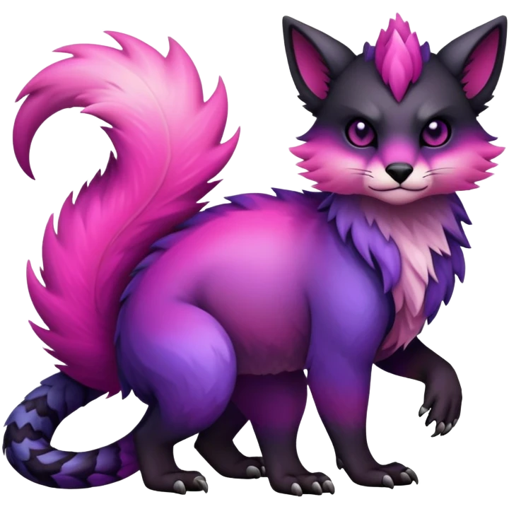 Cool Edgy Black-pink-purple-gradient badass Fionbri-Vernid-Trico-animal-creature full bodyd emoji