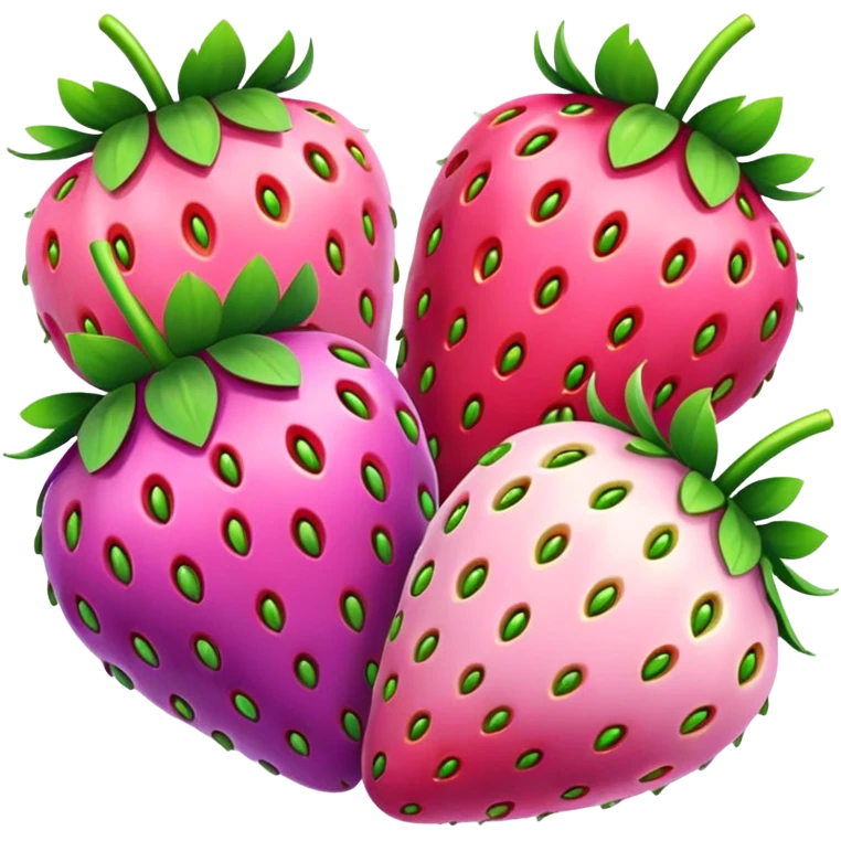 rainbow strawberries, purple and pink emoji