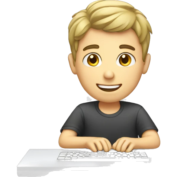 a white boy typing on computer emoji