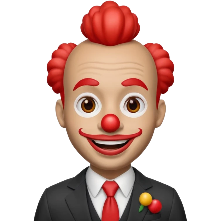 A 3D cartoon man with a red clown nose, smiling expression, wearing a suit, soft lighting, realistic Memoji-style. emoji