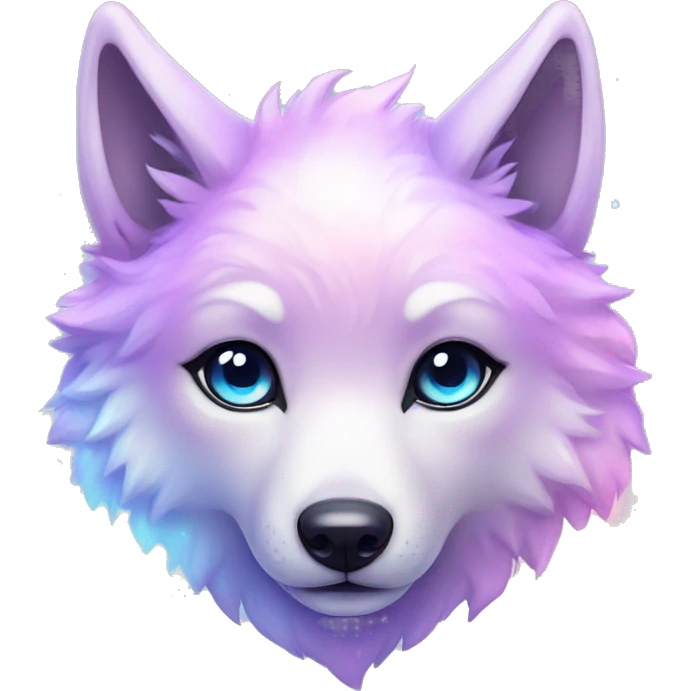 kawaii cute shiny pastel nebula wolf emoji