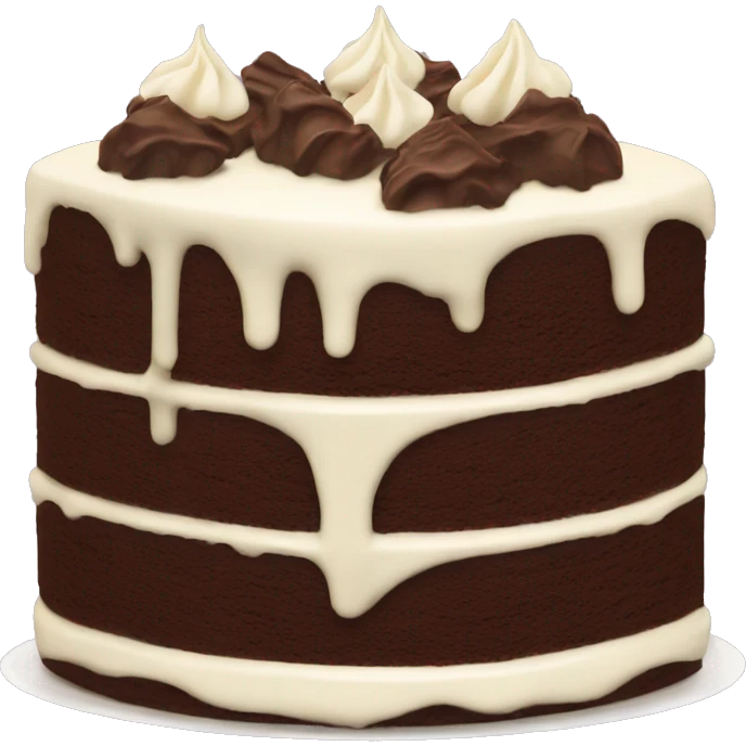 Whole chocolate cake with vanilla frosting emoji