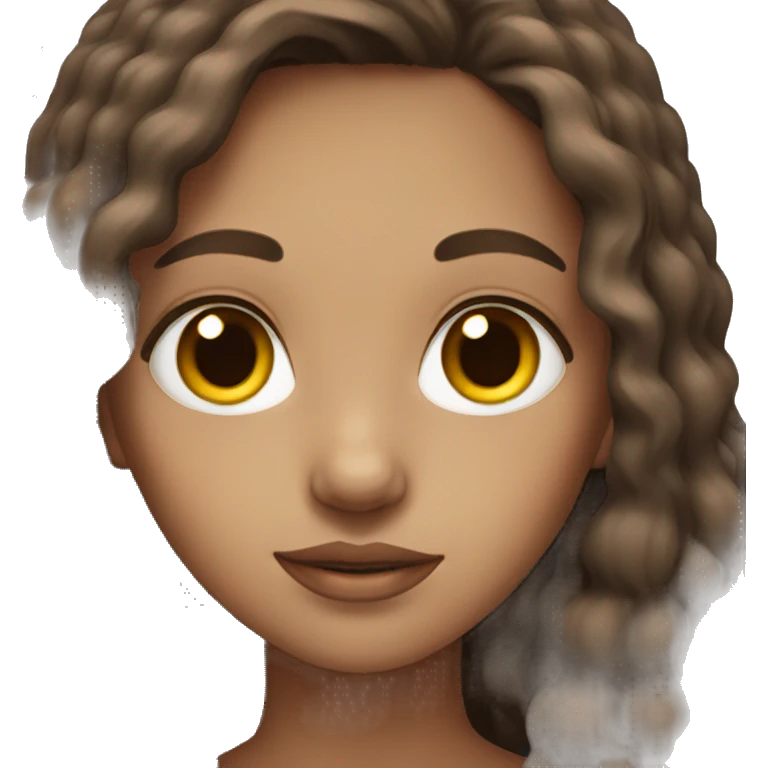 Brown haired girl with brown eyes emoji