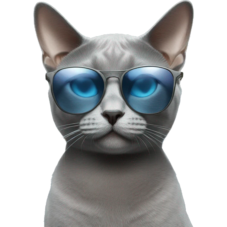 russian blue Cat with sunglasses emoji
