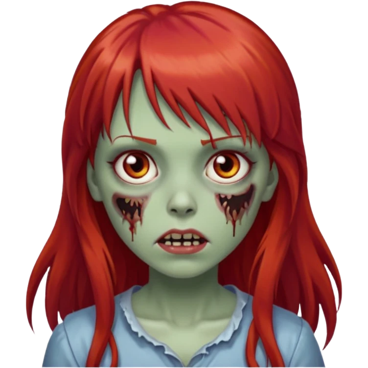 zombie girl with long red hair and bangs and brown eyes  emoji